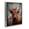 Stupell Industries Cow with Vintage Florals Framed Floater Canvas Wall Art
